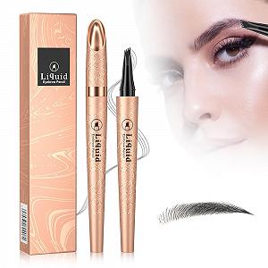 Карандаш для бровей Водостойкий Несмываемый 3D 4 Вилки Натуральные Темно-коричневый Золотая ручка - Фото 1