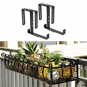 Подвесные кашпо для перил 2 шт Регулируемые Черные synthetic.ua - Фото 1