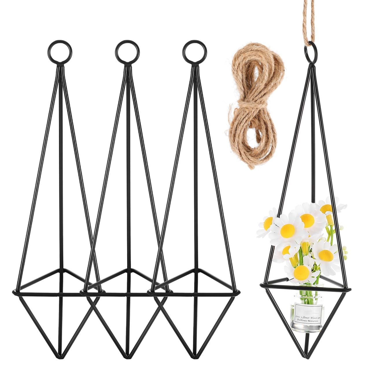 Підвісний тримач для повітряних рослин Happyyami Набір з 4 предметів Металевий Геометричний Залізне мистецтво, фото №1 Підвісний тримач для повітряних рослин Happyyami Набір з 4 предметів Металевий Геометричний Залізне мистецтво, фото №1
