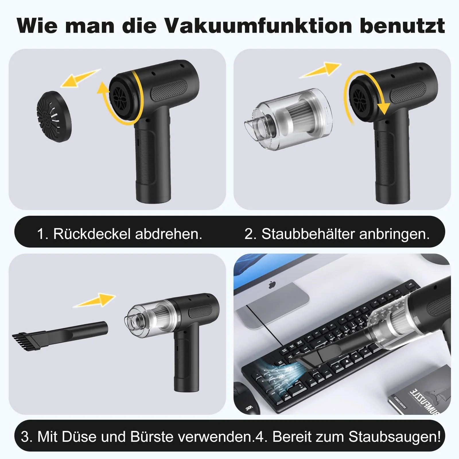 Электрическая воздуходувка и автомобильный пылесос 3 в 1 50,000 RPM 3 Speeds Wireless Mini Blower, фото №9