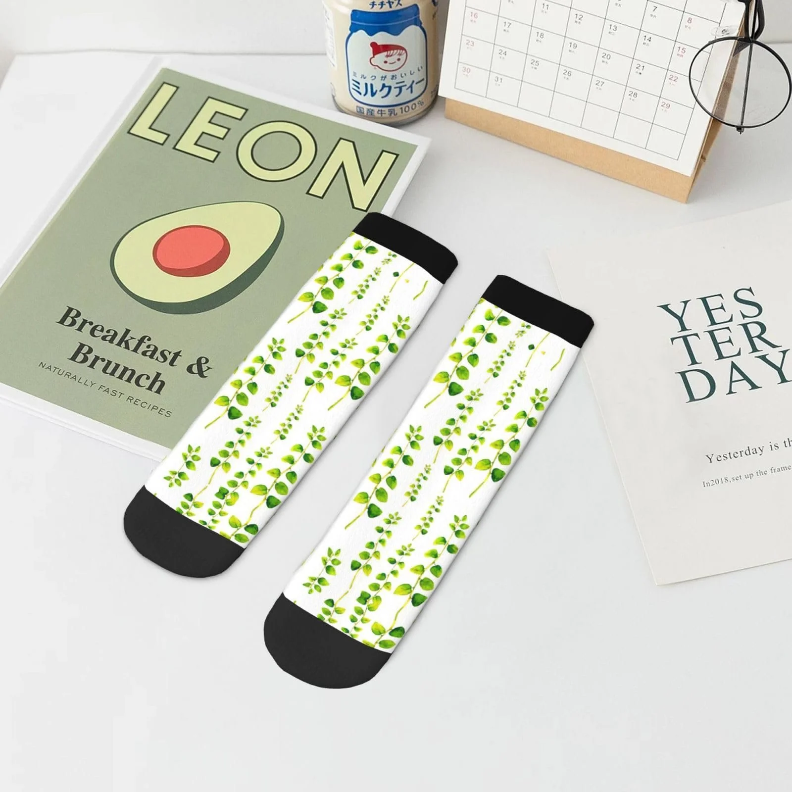 Шкарпетки SSIMOO Зелений Квітковий візерунок, Універсальний розмір, фото №8