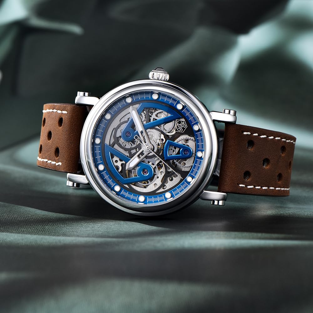 Годинники Benyar Чоловічі Skeleton Автоматичні Механічні з Шкіряним Ремінцем Класичний Ретро, фото №4