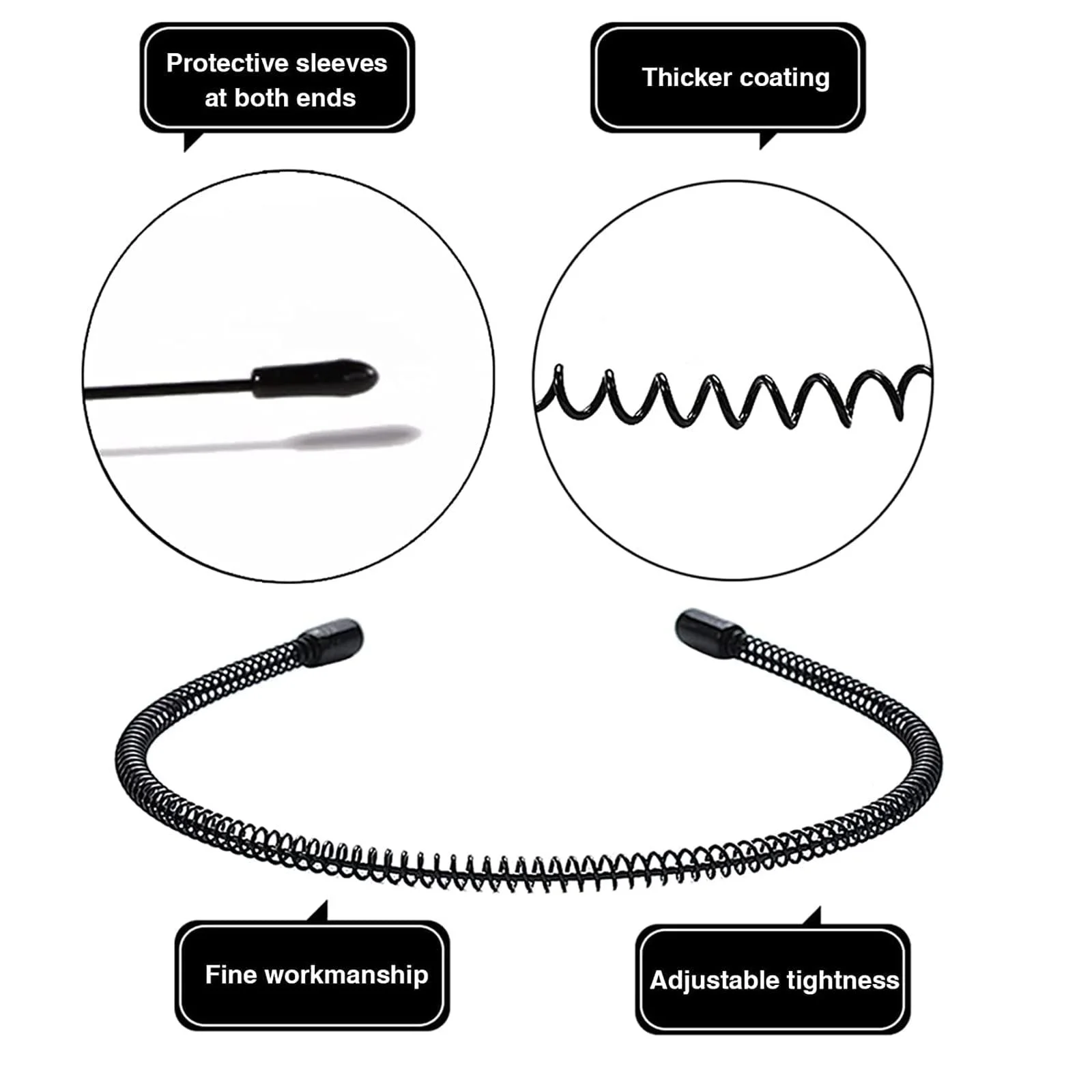 Унісекс Металева Обруч на Голову Хвиляста Чорний, фото №9