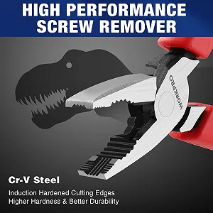 Плоскогубцы комбинированные WORKPRO 165 мм, универсальные плоскогубцы с вертикальными канавками для быстрого выкручивания поврежденных винтов, плоскогубцы для винтов из хром-ванадиевой стали, с удобной ручкой synthetic.ua - Фото 1