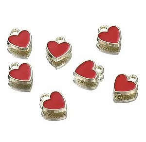 Подвеска металлическая с эмалью Саме Те Сердечко красное 8х6 мм - Фото 1