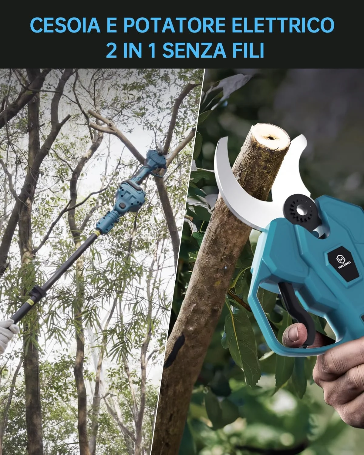 Ножницы для обрезки аккумуляторные телескопические Verymodel 40 мм 2 x 4000 mAh, фото №5