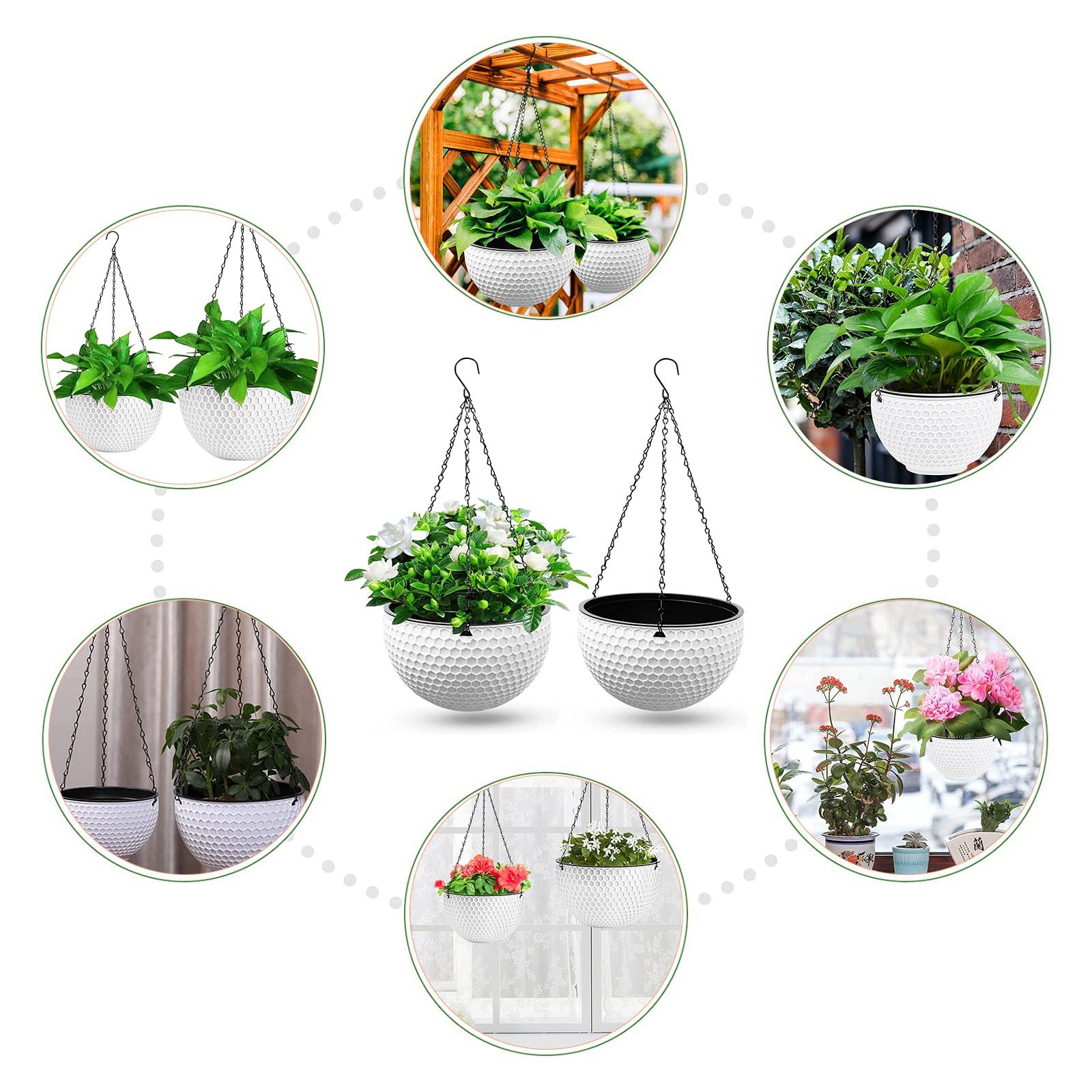 Підвісний кошик WZYTEU HUAPEN01 пластиковий з дренажним отвором та ланцюгами 21 см 2 шт., фото №6