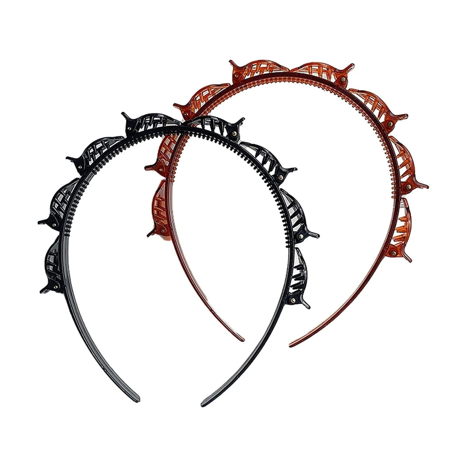 Обруч для волосся з подвійним чубчиком та 8 маленькими затискачами, фото №1