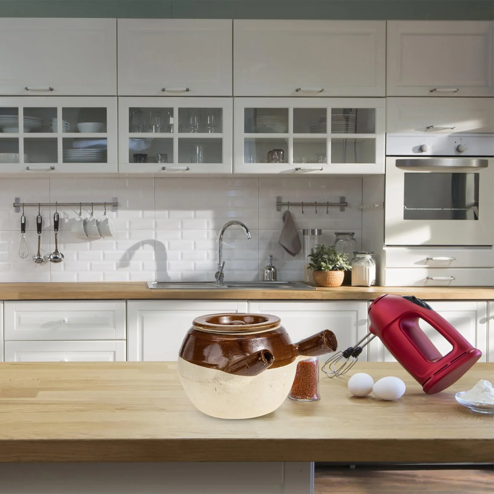 Горшок для запекания Toyvian керамический жаропрочный с эргономичной ручкой ручной работы, фото №4