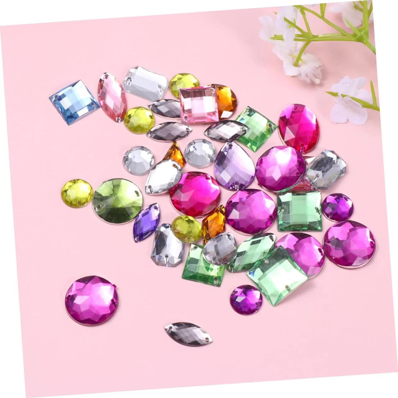 Стрази акрилові Healvian Різні форми 100 шт, різнокольорові, фото №2