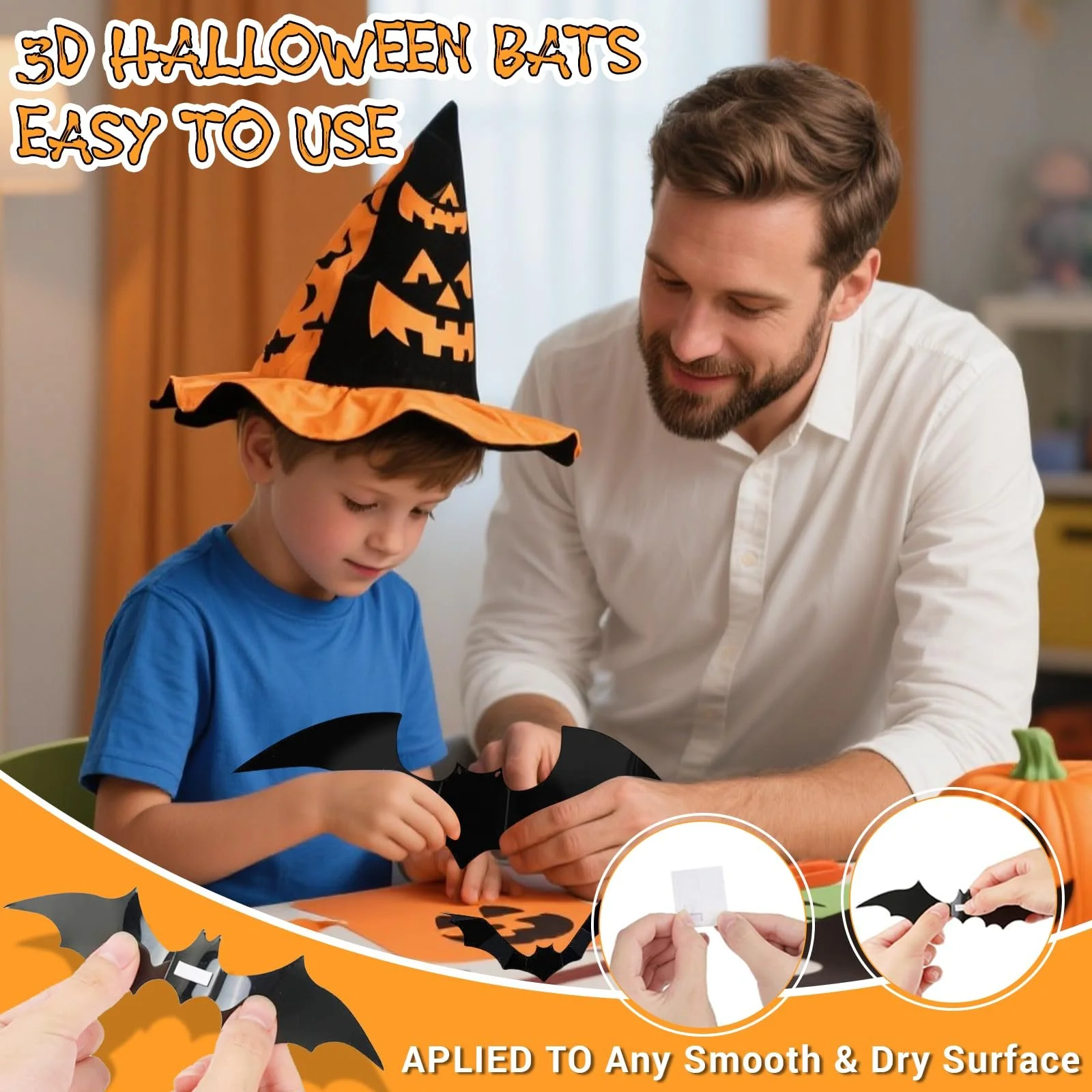 Наклейки на стіну 3D Black Bat 140 шт 5 розмірів чорні, фото №4