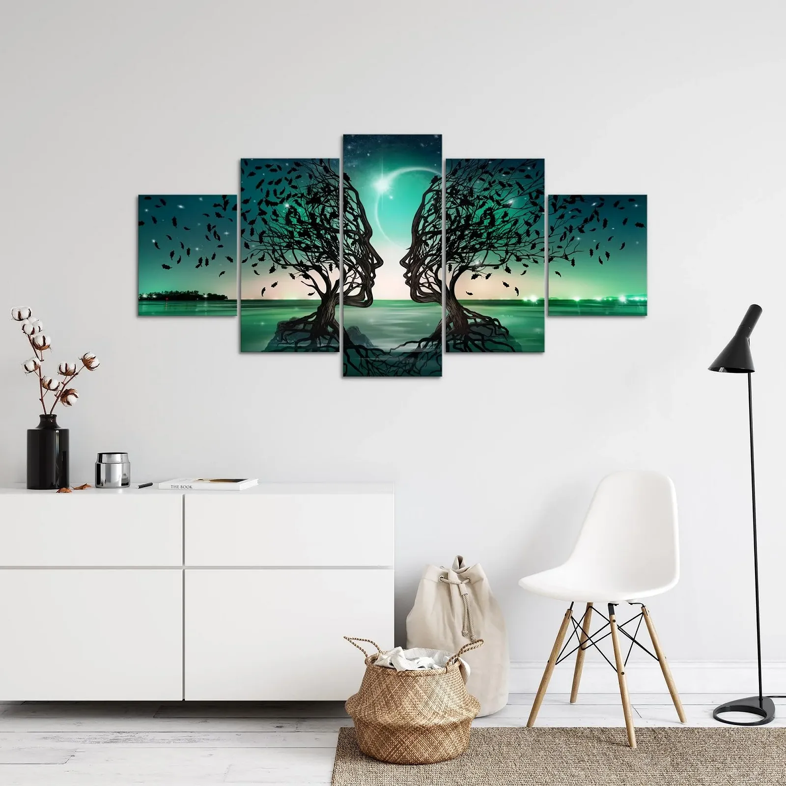 Картина на полотні Runa Art 044851a Абстрактне дерево 5 частин бірюзова, фото №3 Картина на полотні Runa Art 044851a Абстрактне дерево 5 частин бірюзова, фото №3