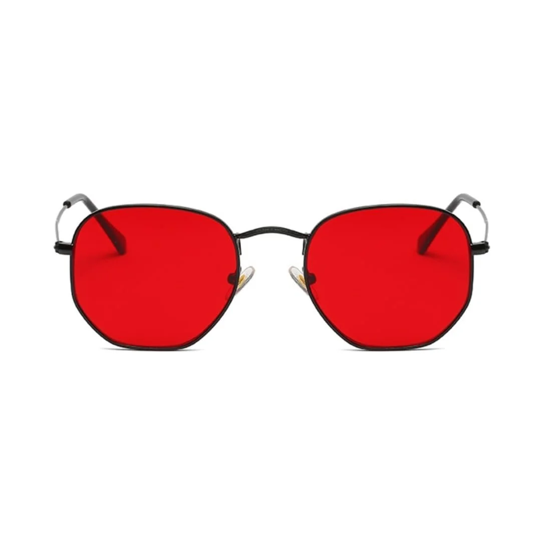 Сонцезахисні окуляри Класичні багатокутні з тисненням, металева оправа для чоловіків та жінок, захист від ультрафіолету, фото №2