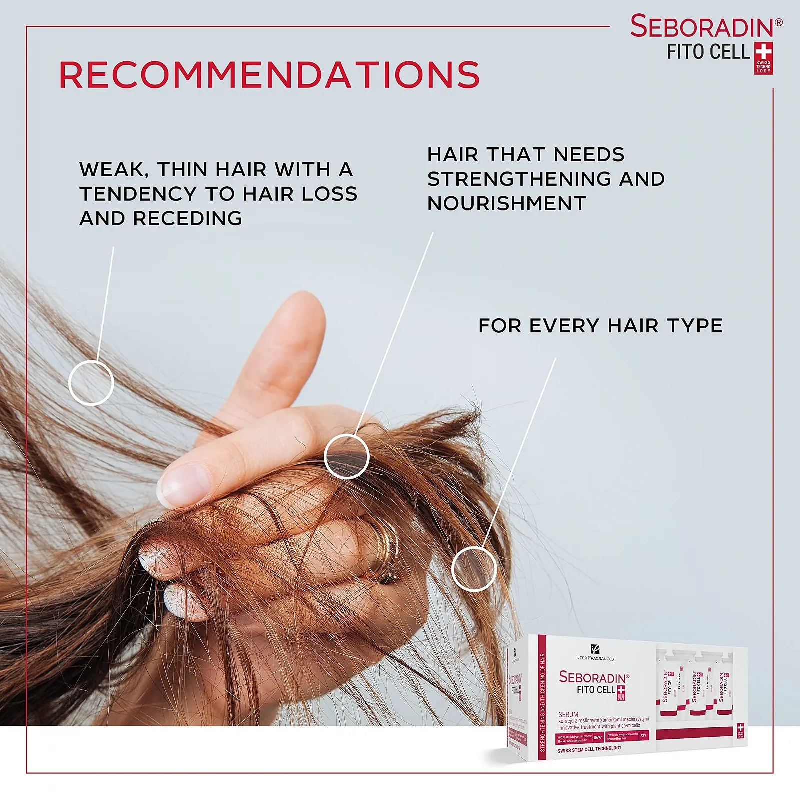 Сироватка Seboradin Fitocell проти випадіння та для росту волосся зі швейцарською технологією стовбурових клітин, 15 тюбиків x 6 г, фото №5