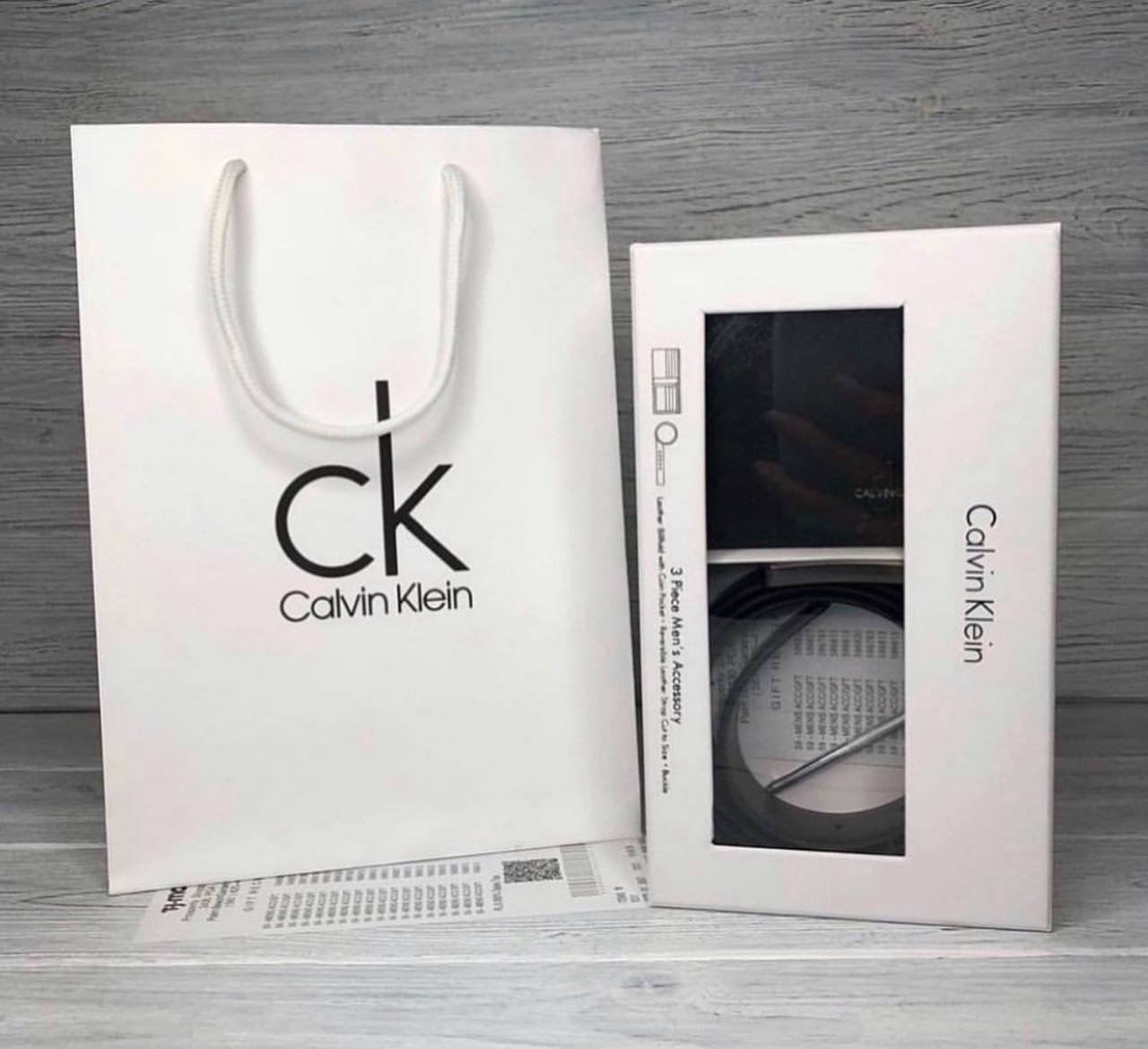 Мужской подарочный набор кожаный ремень и кошелек Calvin Klein, фото №10