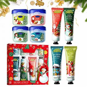 Мини-набор рождественских кремов для рук - 4 шт. рождественского крема для рук и 4 шт. бальзама для губ - Фото 1