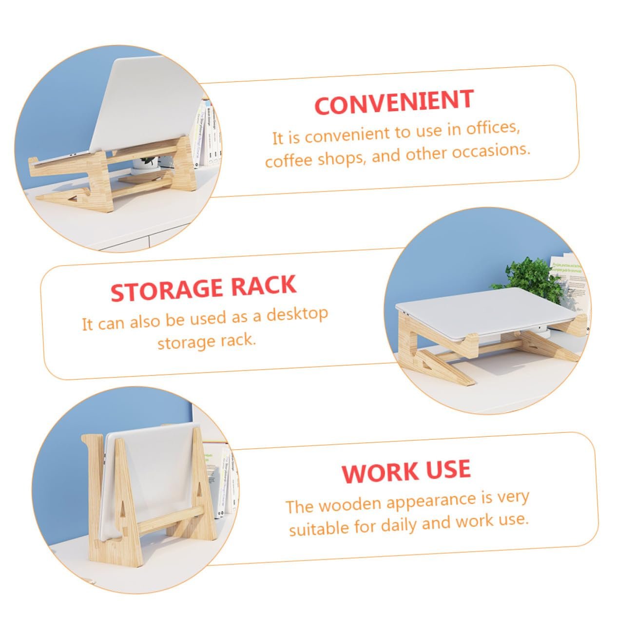 Подставка для ноутбука Sewroro Эргономичная Подставка для компьютера Настольный держатель для ноутбука с вентиляцией Нескользящая и стабильная для лучшей осанки, фото №4