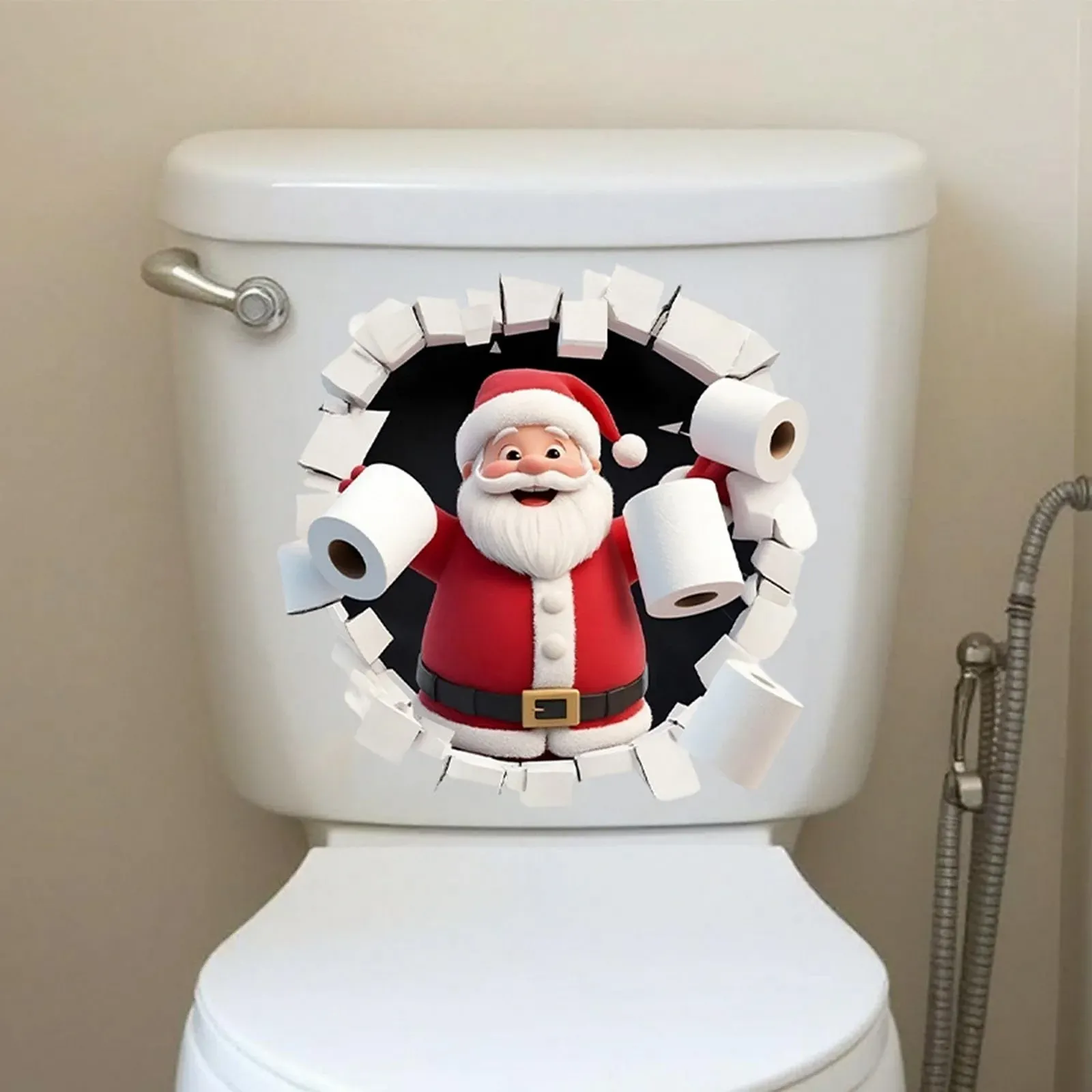 Наклейка на стіну Santa Breaking Wall 3D PVC Різдвяна, фото №4 Наклейка на стіну Santa Breaking Wall 3D PVC Різдвяна, фото №4
