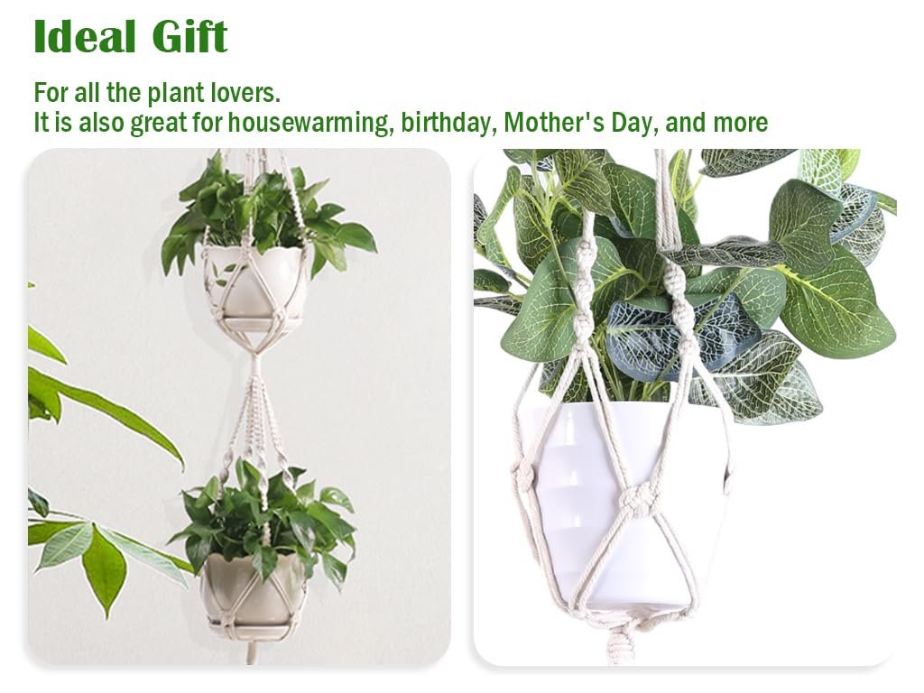 Підвісний кошик для квітів набір 4 шт бавовняна мотузка для дому та саду, фото №4 Підвісний кошик для квітів набір 4 шт бавовняна мотузка для дому та саду, фото №4