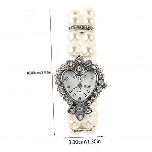 Женские часы-браслет Healvian с искусственным жемчугом, аналоговые, серебристые, белые synthetic.ua - Фото 1