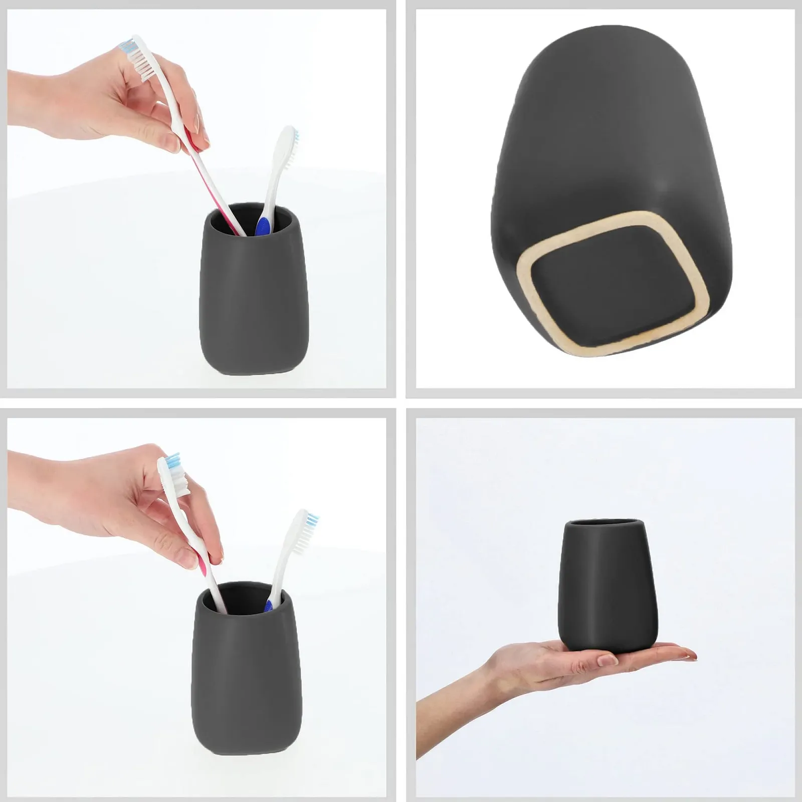 Набір для ванної кімнати KADAX, 2 предмети, кераміка, Стакан і Диспенсер, Антрацит, фото №5 Набір для ванної кімнати KADAX, 2 предмети, кераміка, Стакан і Диспенсер, Антрацит, фото №5