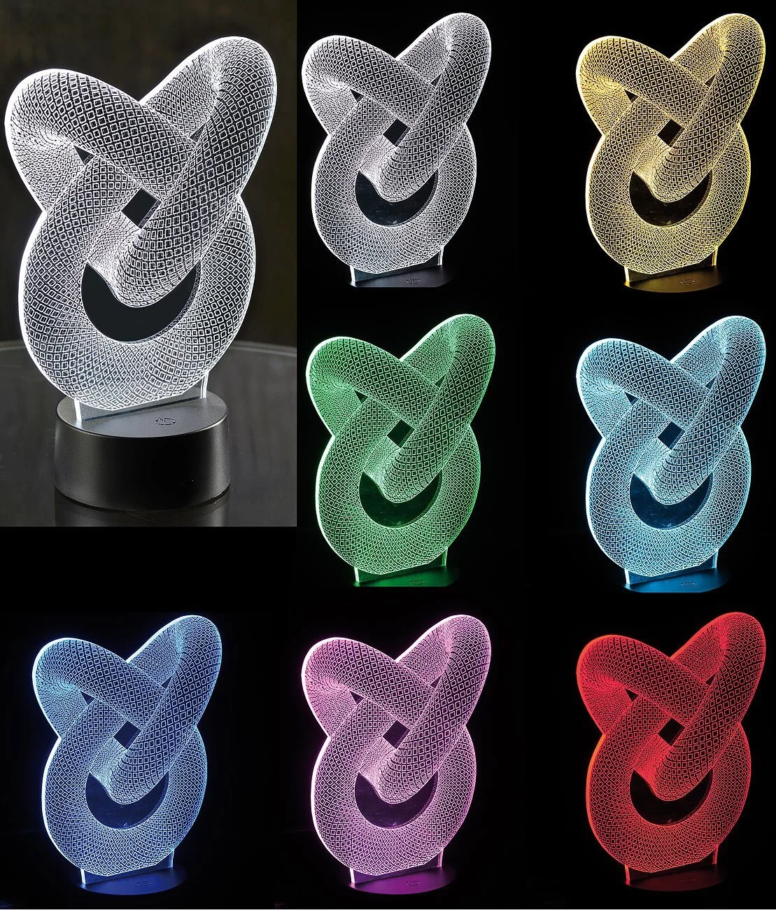 3D-голографическая лампа Lunartec 3D LED с рисунком Бесконечный бант 7 цветов, фото №3