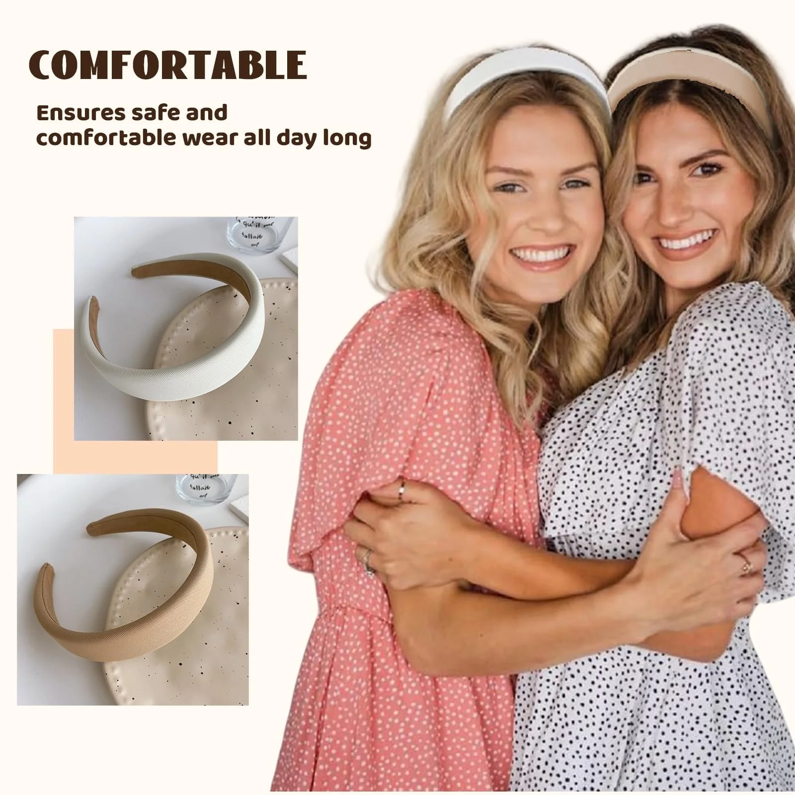 Обруч на голову Широка жіноча Dirndl, 3.2 см, однотонна, нековзка, фото №5