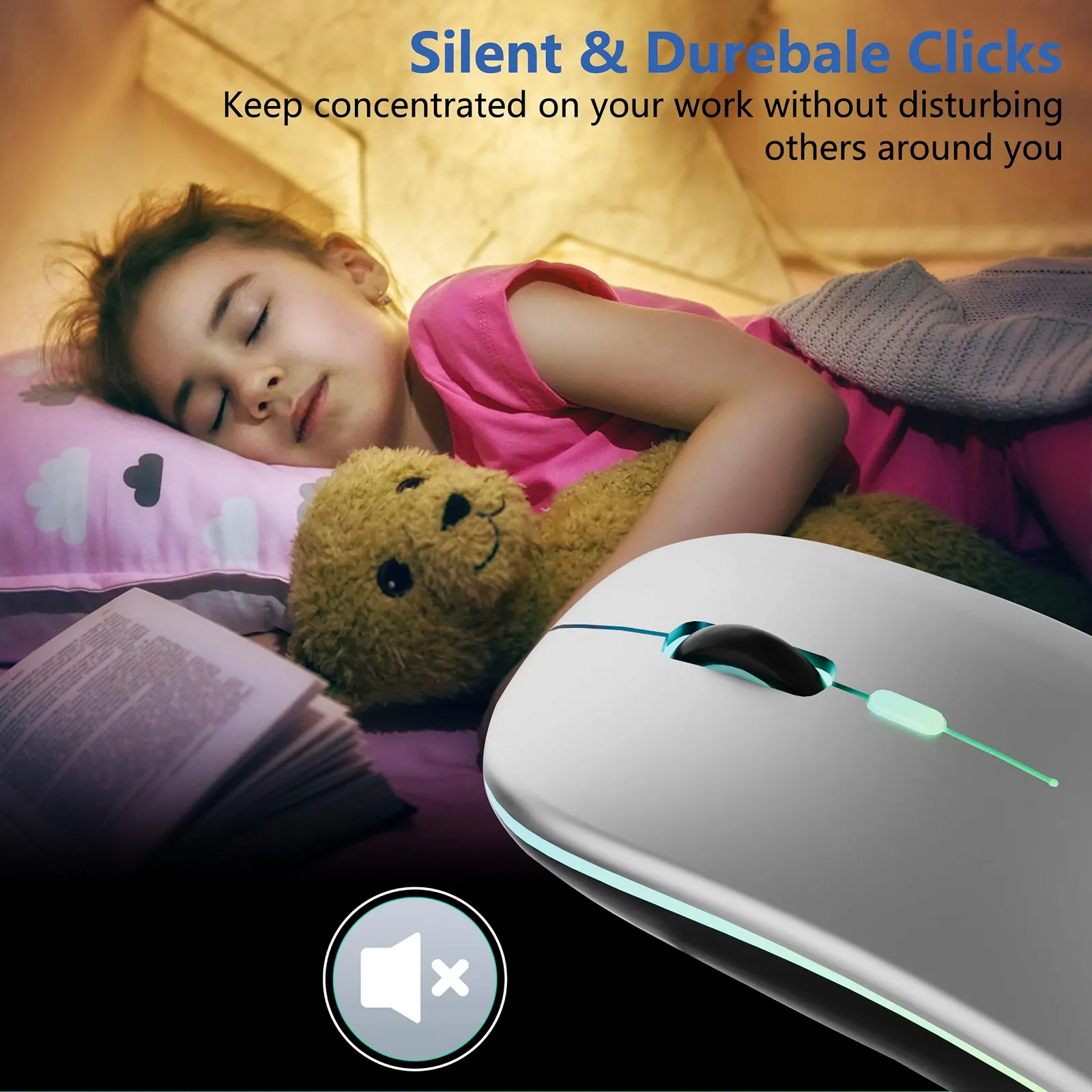 Мышь Беспроводная TQQ 2.4 GHz USB Bluetooth 1600 DPI Оптическое отслеживание Перезаряжаемая LED Двойной режим, фото №7