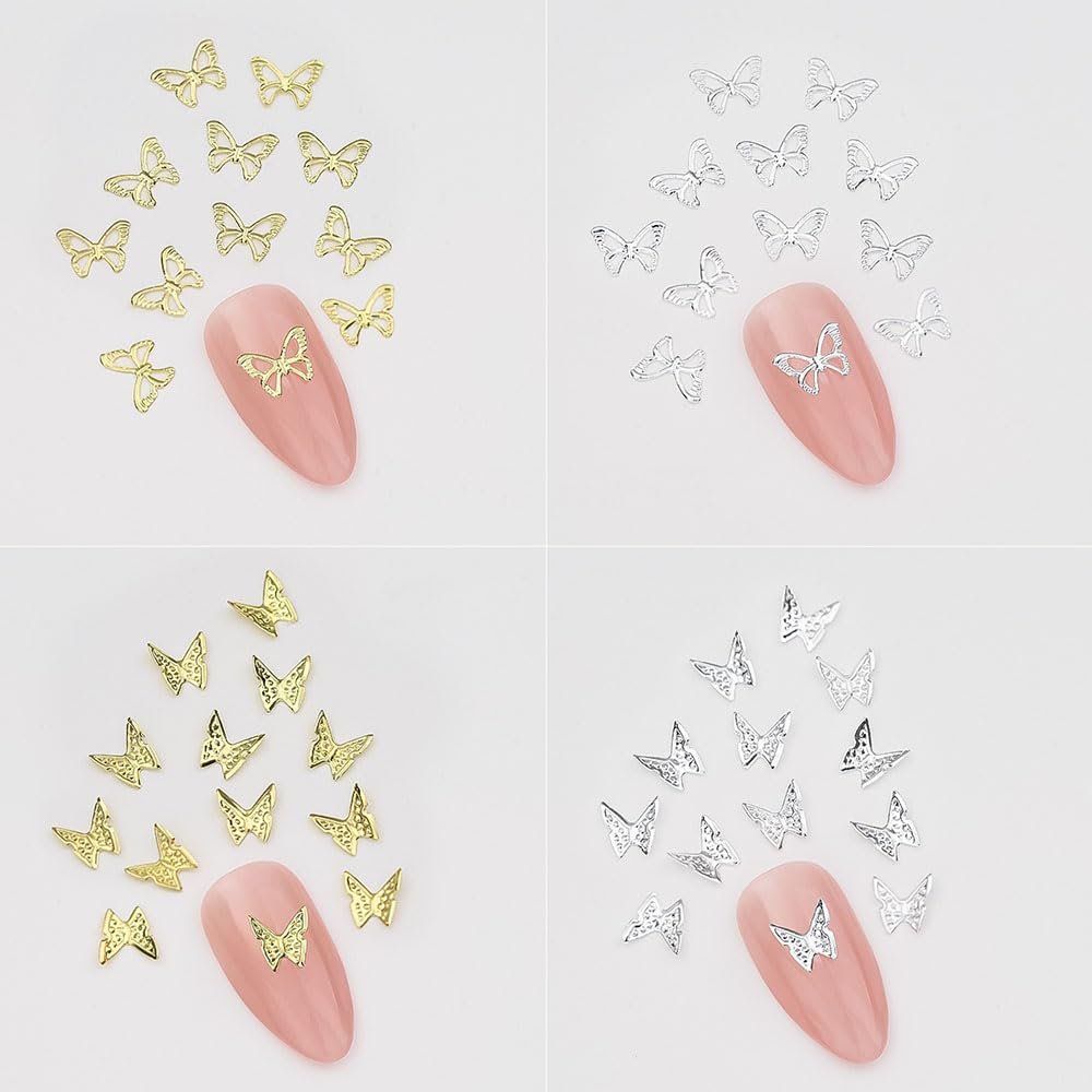 Метелики, мікс розмірів та форм, 140 шт, золото, срібло, фото №5