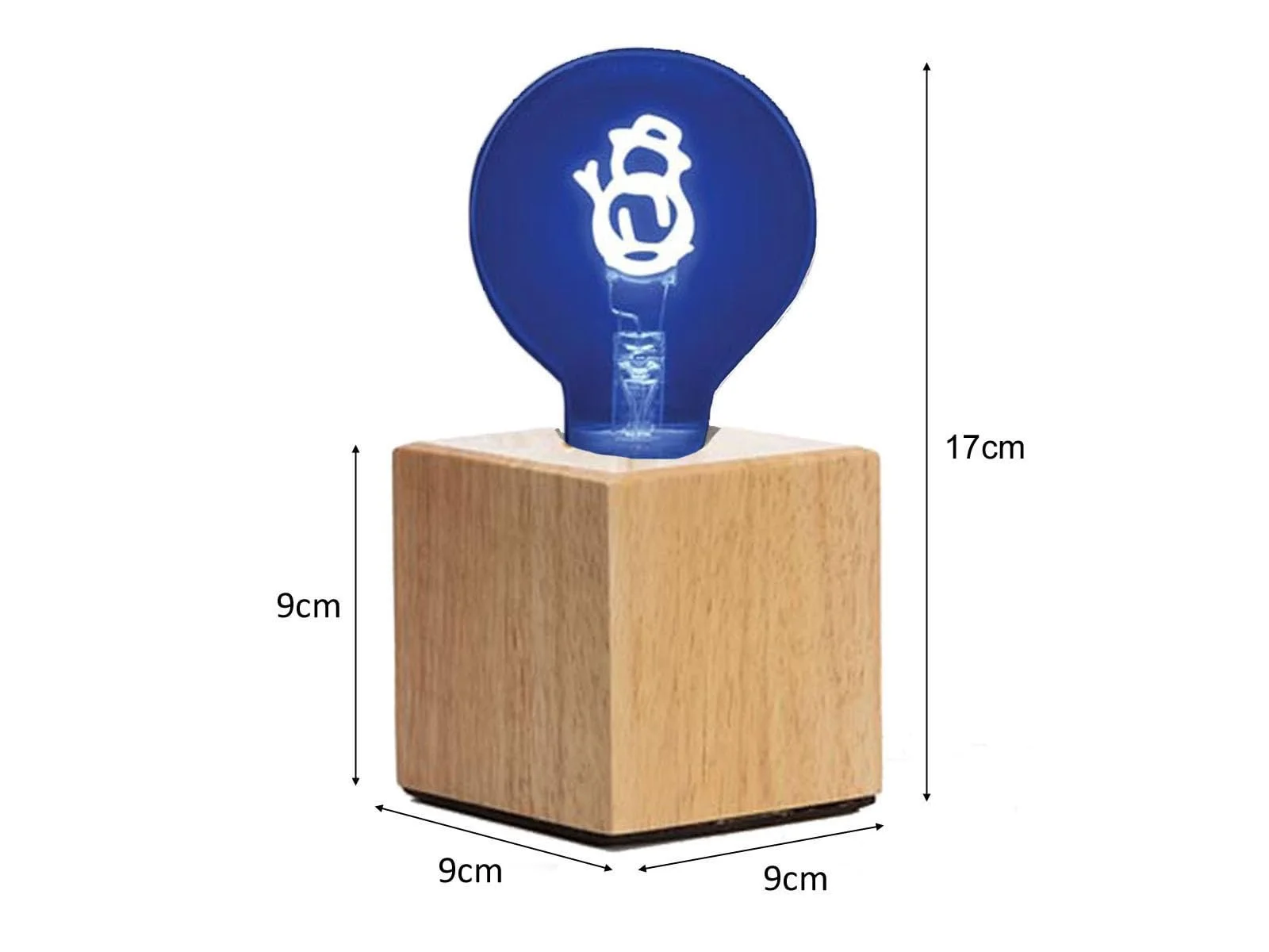 Настільна лампа meineWunschleuchte Cube Дуб 9 x 9 см з декоративною лампою Сніговик., фото №4