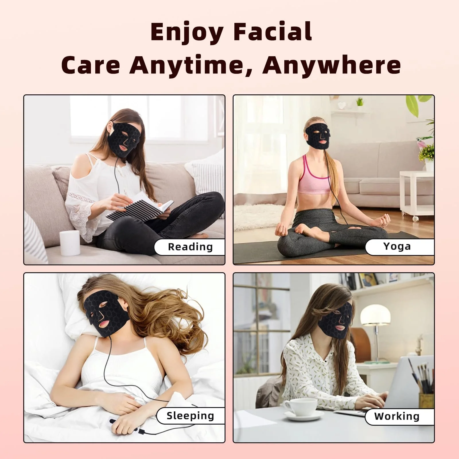 LED Маска для обличчя TaFoyu 7 кольорів Чорний, фото №7 LED Маска для обличчя TaFoyu 7 кольорів Чорний, фото №7