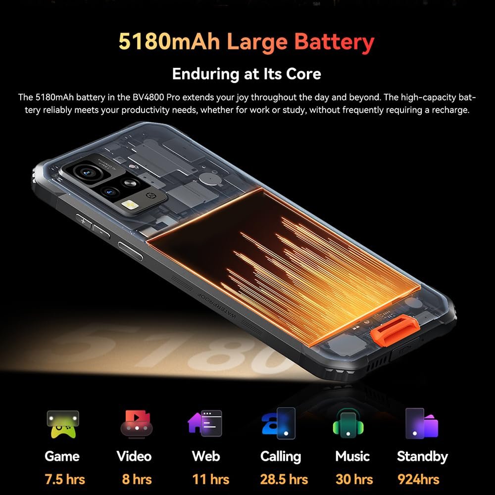 Смартфон Blackview BV4800 Pro 12/128GB Android 14 6.56" HD+ 16MP 5180mAh IP68 4G 5G, фото №7 Смартфон Blackview BV4800 Pro 12/128GB Android 14 6.56" HD+ 16MP 5180mAh IP68 4G 5G, фото №7