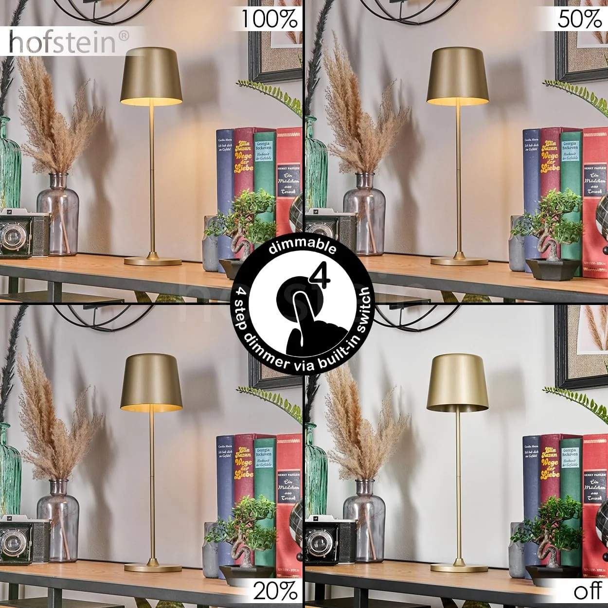 Настільна лампа Belece LED димована метал/пластик USB-C акумулятор 2 Ват 310 Люмен 3000 Кельвін золотий/білий, фото №3