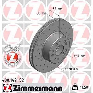 Тормозной диск ZIMMERMANN 400.1421.52 Тормозной диск ZIMMERMANN 400.1421.52