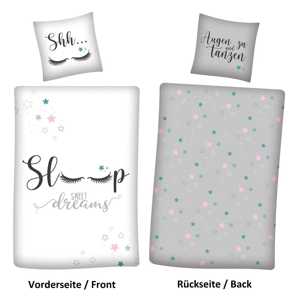 Постільна білизна дитяча Familando Sleepy Eyes 2 предмети Бавовна Сіра 135 х 200 см 80 х 80 см, фото №5