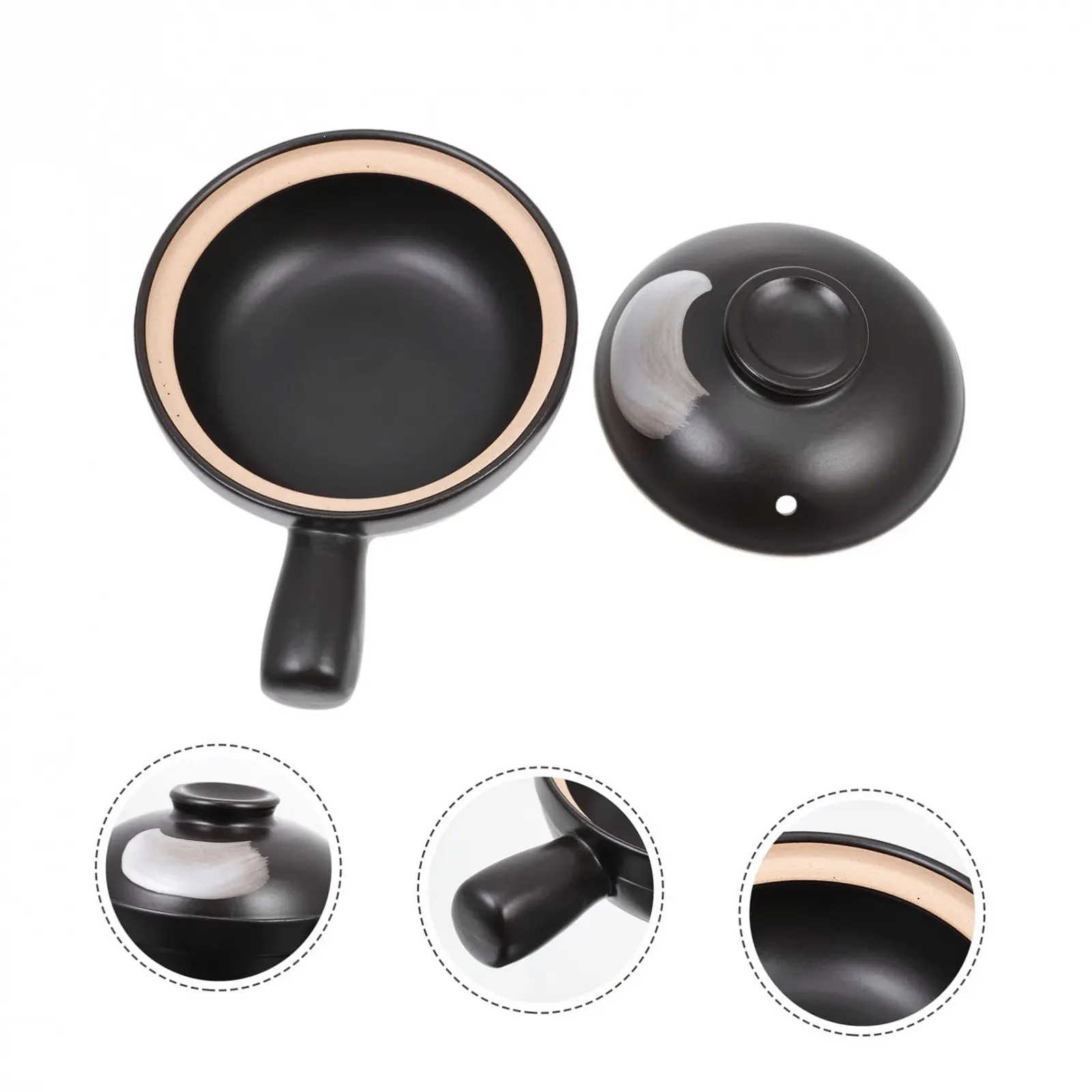 Кастрюля для тушения фарфоровая маленькая с ручкой и крышкой термостойкая, фото №9