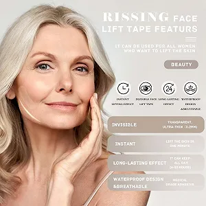 Стрічки для підтяжки обличчя RISSING Невидимі, Миттєві наклейки для підтяжки обличчя, 120 штук - Фото 1