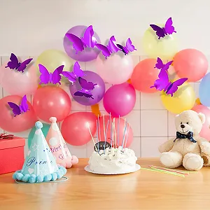 Наклейки на стіну CAYUDEN Метелики 3D Дзеркальні 60 шт. Фіолетові synthetic.ua - Фото 1