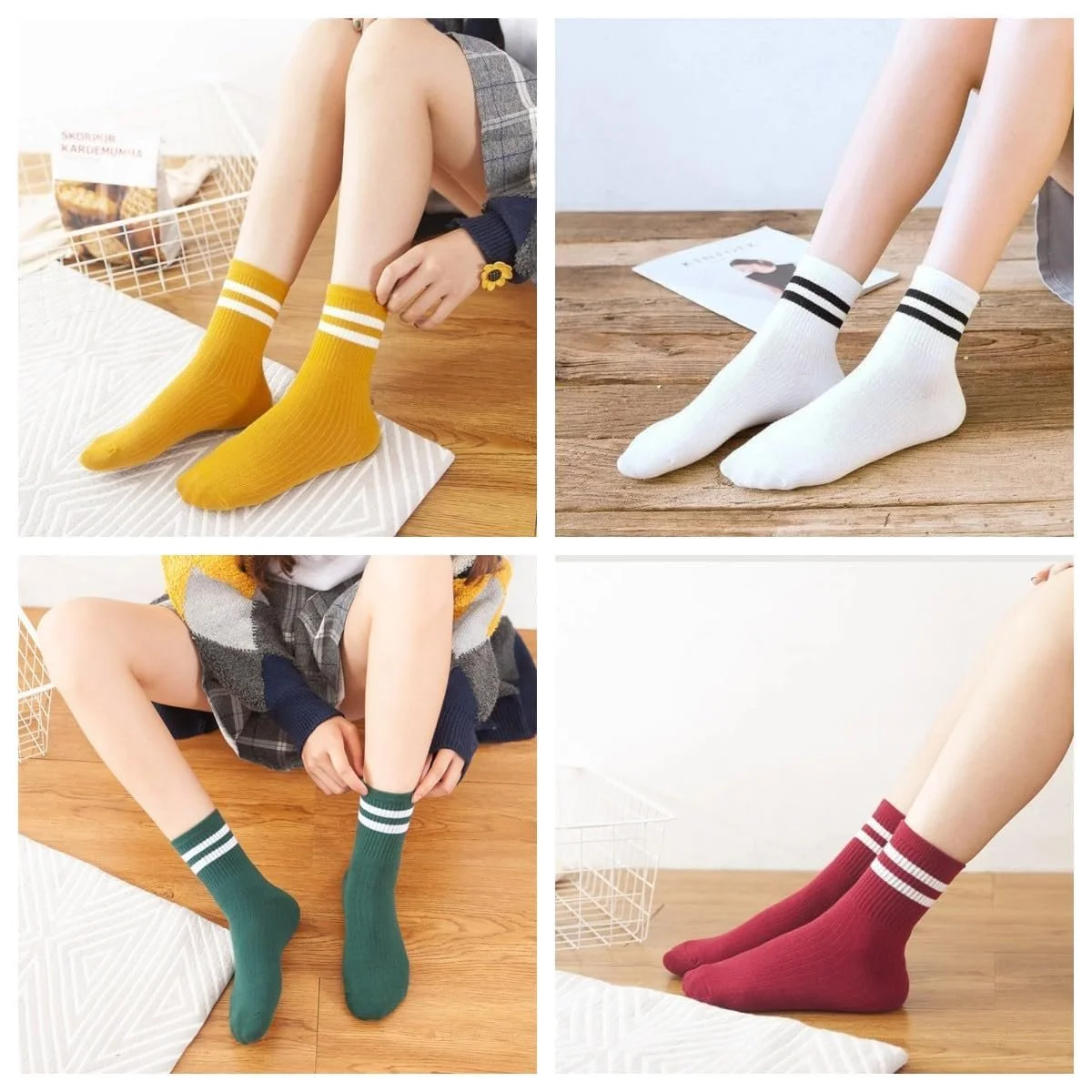 Носки AKAMAS Полосатые Женские 6 пар, Дышащие Хлопковые Носки, Спортивные Носки, Винтажные Ретро Повседневные Носки, Цветные Полосатые Теннисные Носки для Девочек, Женские Носки с Двойными Полосками, разноцветные, 35, фото №4 Носки AKAMAS Полосатые Женские 6 пар, Дышащие Хлопковые Носки, Спортивные Носки, Винтажные Ретро Повседневные Носки, Цветные Полосатые Теннисные Носки для Девочек, Женские Носки с Двойными Полосками, разноцветные, 35, фото №4