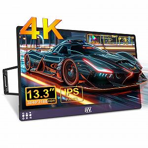 Монітор IVV Portable 4K 13.3 дюйма, IPS екран 3840 x 2160 UHD з HDMI Type-C USB-C з'єднанням, захисний чохол - Фото 1