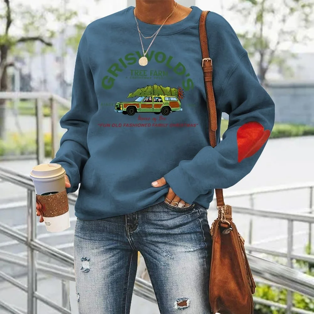 Женский свитшот MLZHAN Griswold's Tree Farms Merry Chrismtas Long Sleeve Red Heart Harajuku Christmas Graphic Красный, фото №2