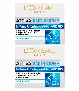 Денний зволожувальний крем L'Oréal Paris Active Anti-Wrinkle з колагеном проти перших зморшок 35+ зміцнювальний 2 x 50 мл - Фото 1