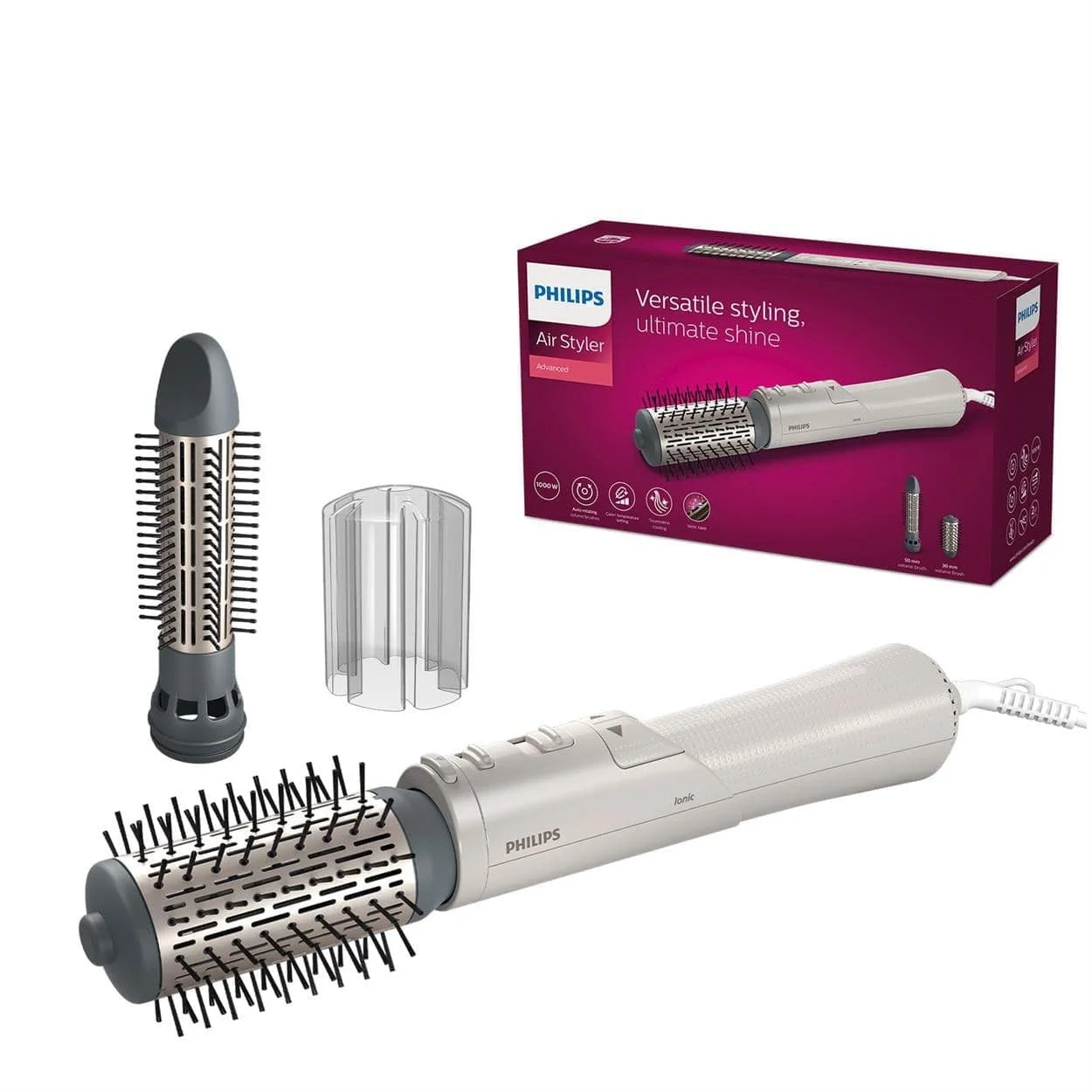 Фен-щетка Philips AirStyler Serie 7000 BHA710/00 с 2 насадками вращающаяся ионизация, фото №1 Фен-щетка Philips AirStyler Serie 7000 BHA710/00 с 2 насадками вращающаяся ионизация, фото №1