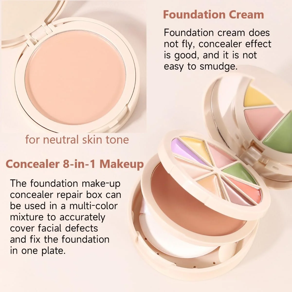 Палітра консилерів KARLOR 9-в-1 і основа під макіяж, 8 кольорів консилера для корекції, фото №7