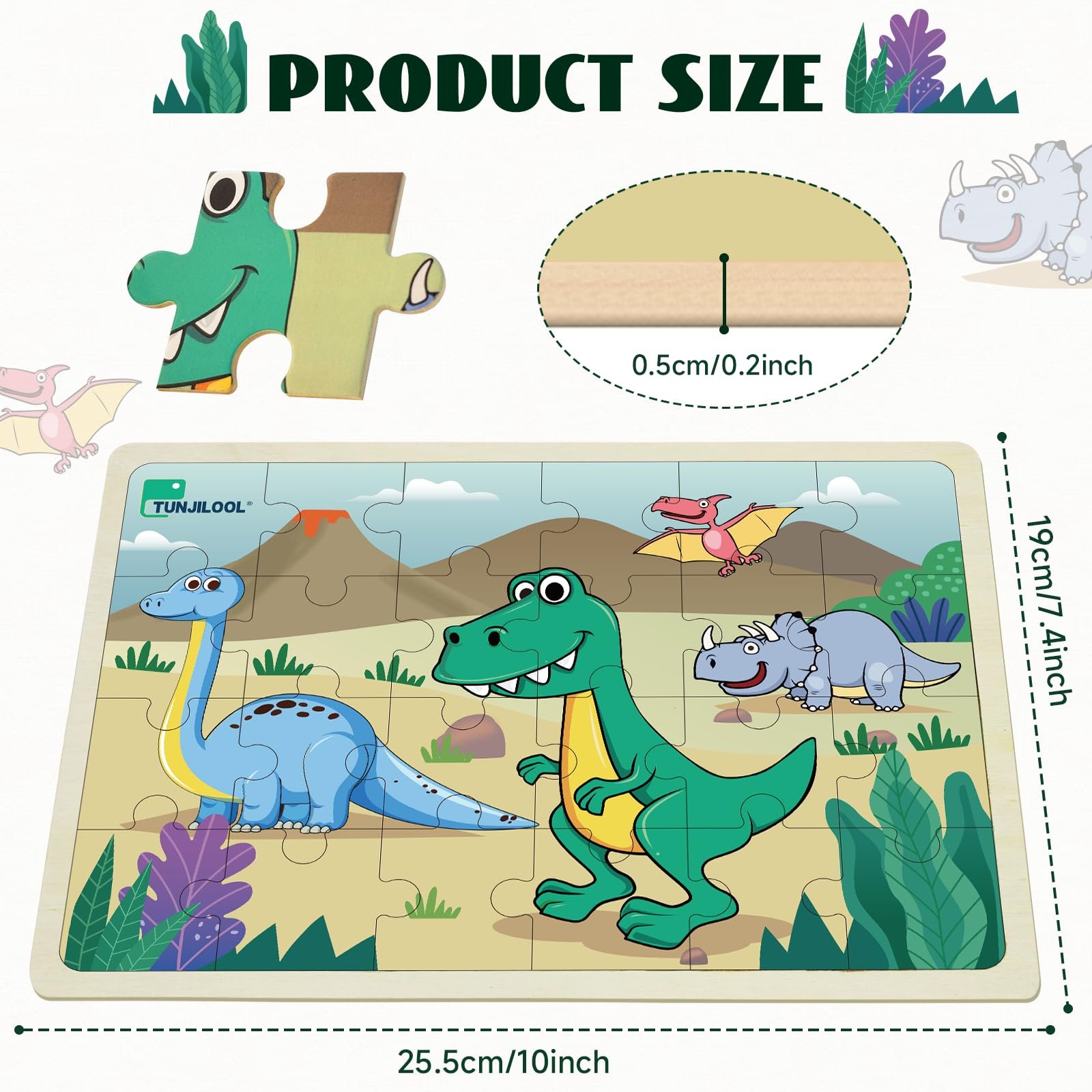 Дерев'яний пазл TUNJILOOL Children 4 набори 24 елементи Тварини, фото №6
