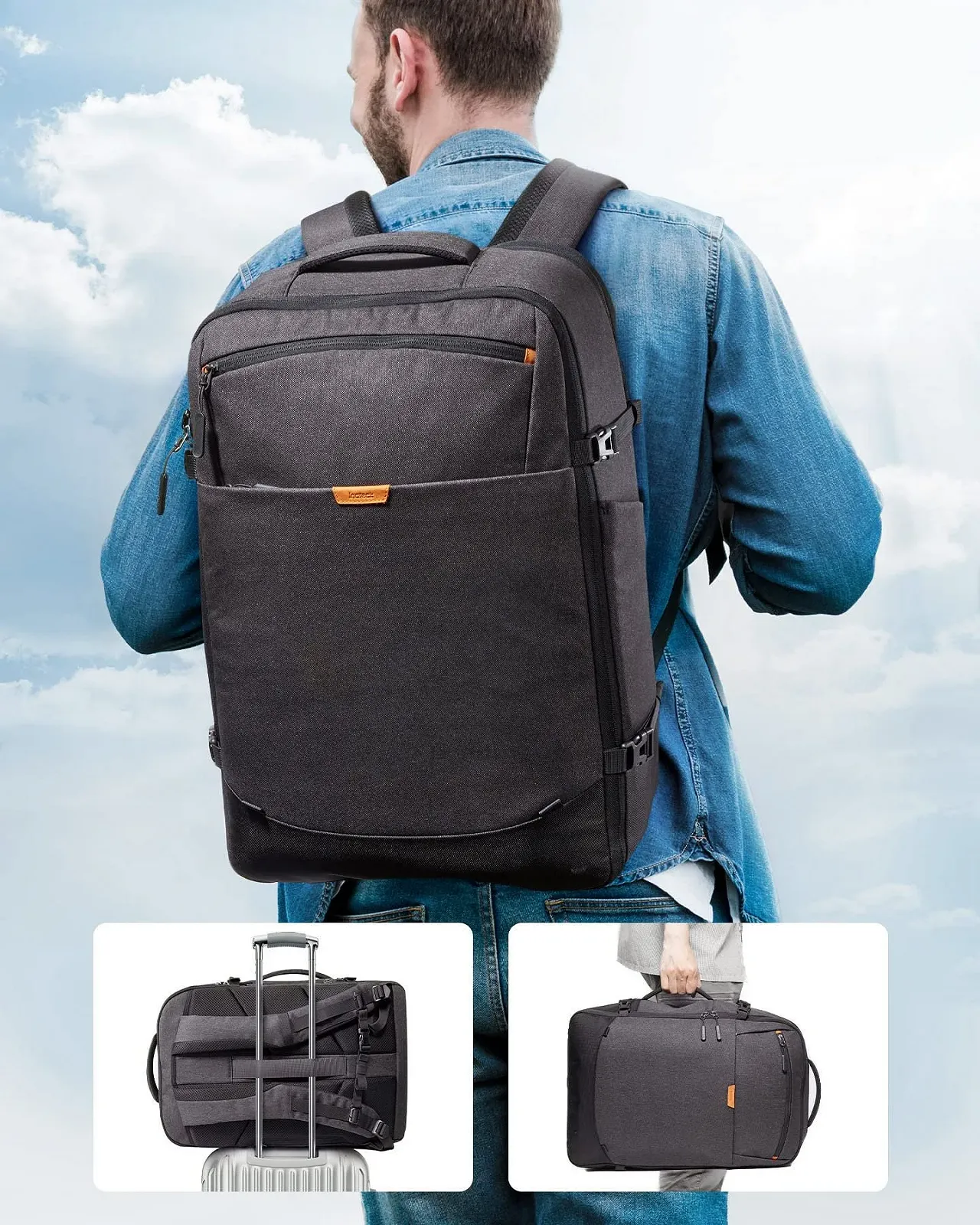Рюкзак для ноутбука Inateck 38,5-46,2 л Expandable 15,6 дюйма Splashproof, фото №7