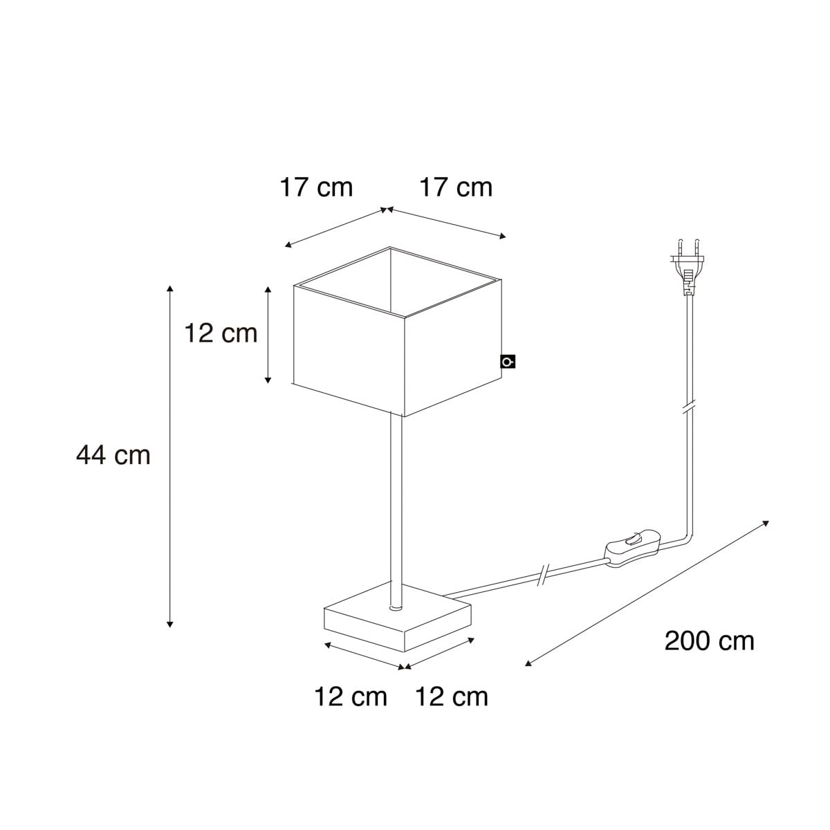 Настільна лампа Qazqa VT 1 Textile Square E27 Black Gold Brass, фото №1