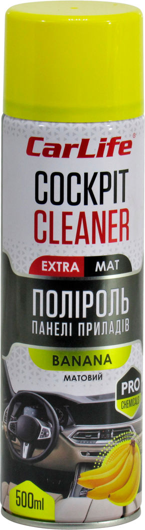 Поліроль пластика CarLife Cockpit Cleaner Extra Mat Banana 500мл матовий CF522, фото №1 Поліроль пластика CarLife Cockpit Cleaner Extra Mat Banana 500мл матовий CF522, фото №1