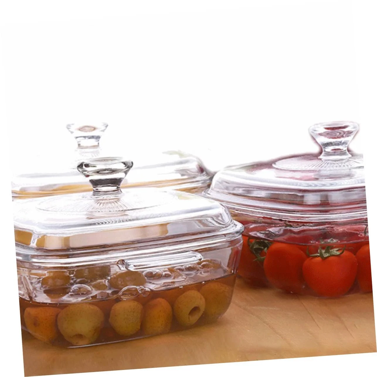 Миска VALICLUD из закаленного стекла с крышкой квадратная для микроволновой печи термостойкая, фото №4