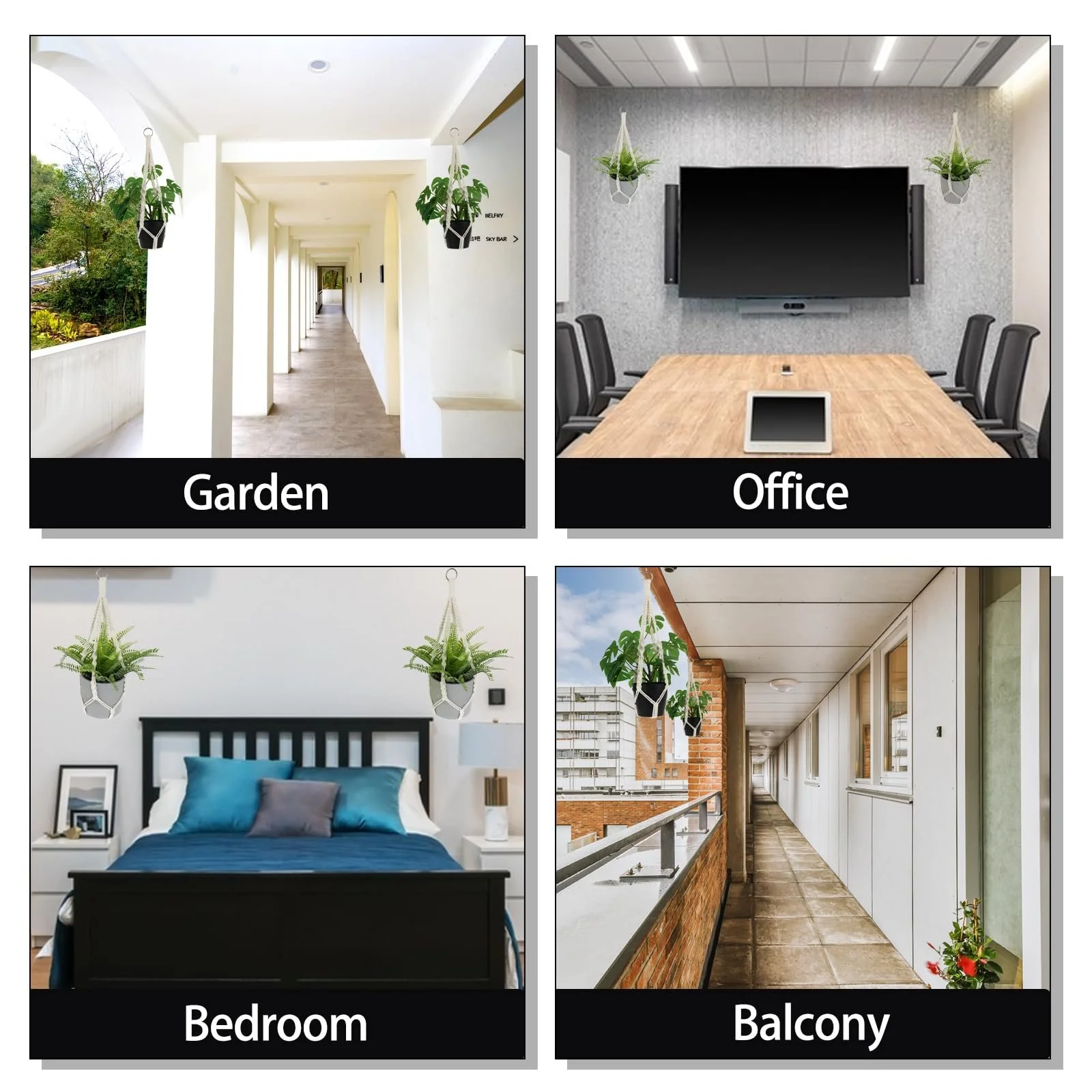 Подвесные корзины макраме Jeffdad Набор из 2 шт Хлопковая веревка Бежевый 50 см, фото №7